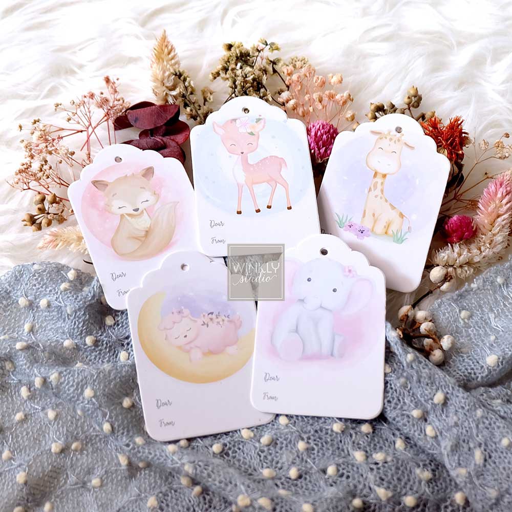 25pcs Hang Tag Blank Hangtag Card Mini Kartu Ucapan ThankYou ANIMAL