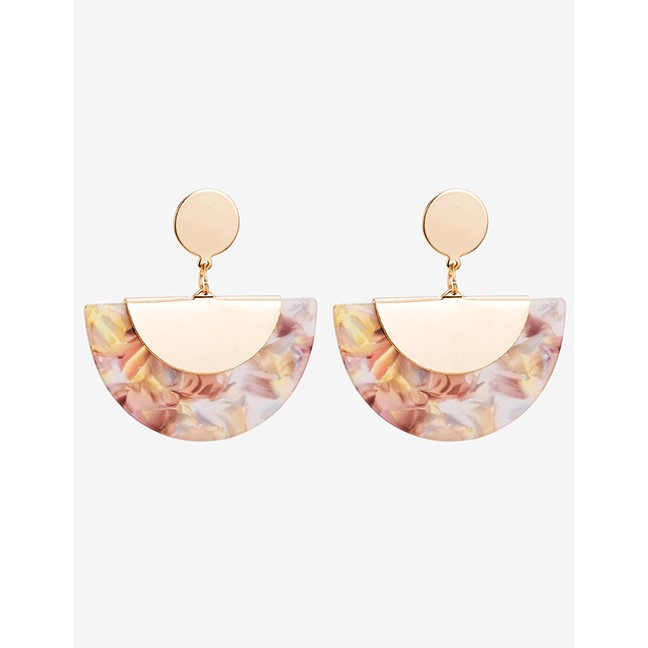 LRC Anting Tusuk Fashion Semicircle Shape Design Simple Earrings