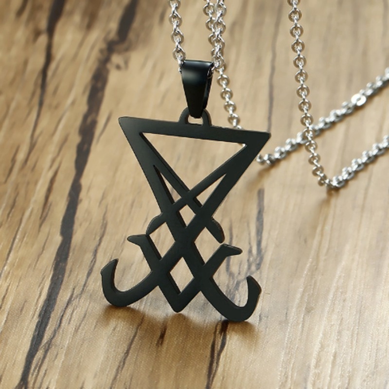 Lucifer Satanic Jewelry Pendant Necklace In Black Gothic Dark Occult Esoteric Pagan Satan Jewels