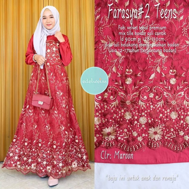 Farasya Dress Teens #2 Dress Tile Remaja Gamis Brukat Remaja Gamis Pesta Size M Gaun Ulang Tahun Dress Teen Anak Remaja Gamis Anak Perempuan Cantik Gamis Kecil Dress Brukat Anak anak Gamis Kondangan Dress Muslimah Dress Muslim Gaun Pesta