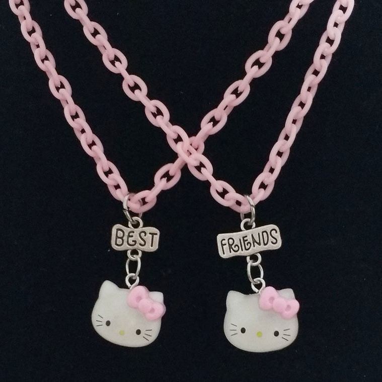 Retro 8090 pink chain kartun Hello Kitty Keren Bumi kalung Thunder hot girl in fashion wanita disco