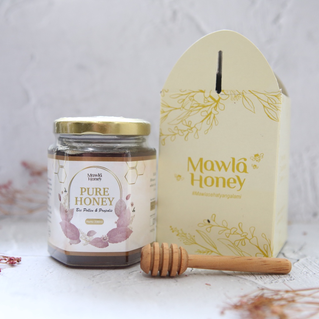 Mawla Honey - Golden honey &amp; Pure Honey + Bee pollen &amp; propolis 200ML