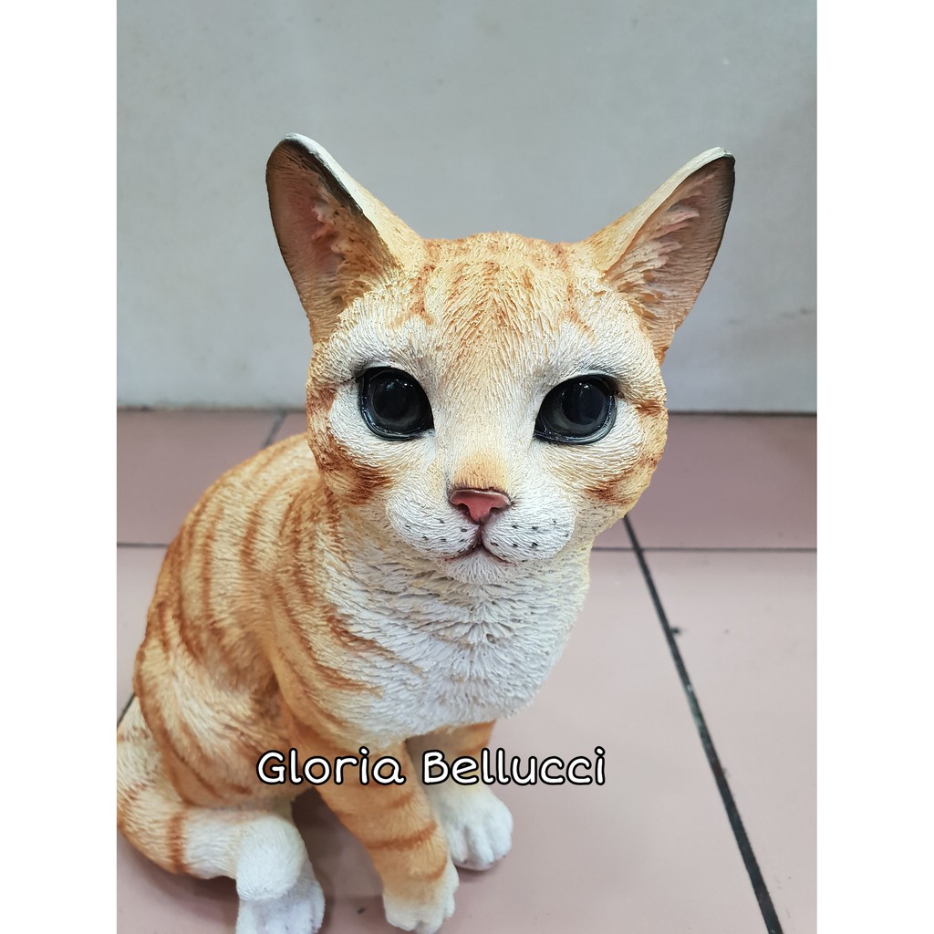 patung pajangan kucing berdiri kuning anggora persia jumbo