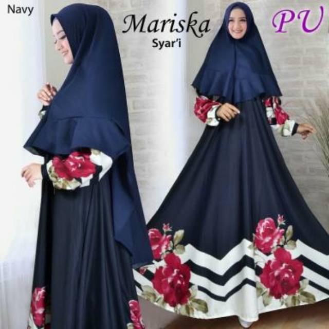 Gamis syari set khimar antem busui mariska bahan maxmara dualipa + diamond crepe  jumbo XL XXL