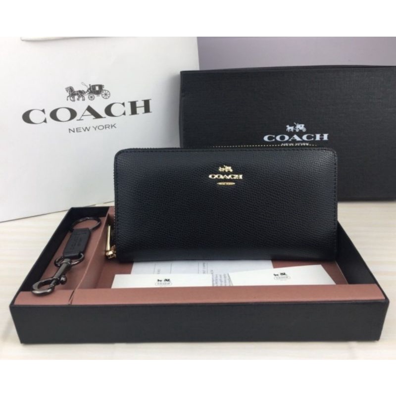 COACH ACCORDION ZIP WALLET IN EMBOSSED TEXTURED LEATHER (COACH F52372)