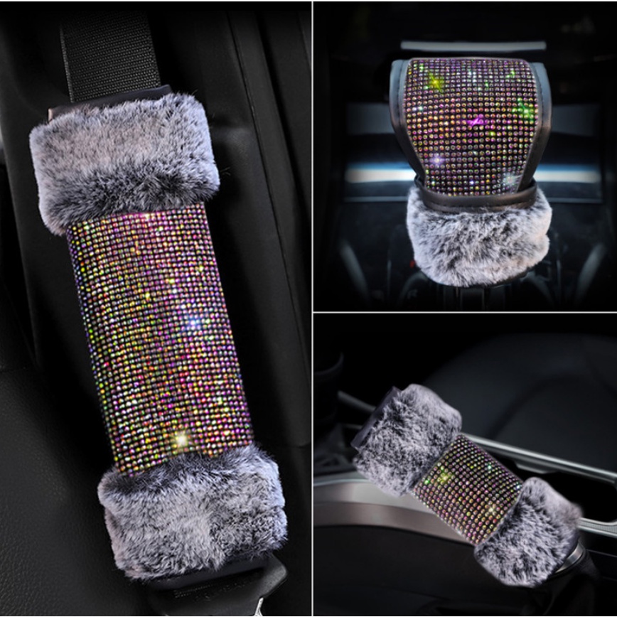 Sarung Cover Handbrake Gigi Gear Safetybelt Seatbeat DAD FULL BLING BLING FEATHER Series