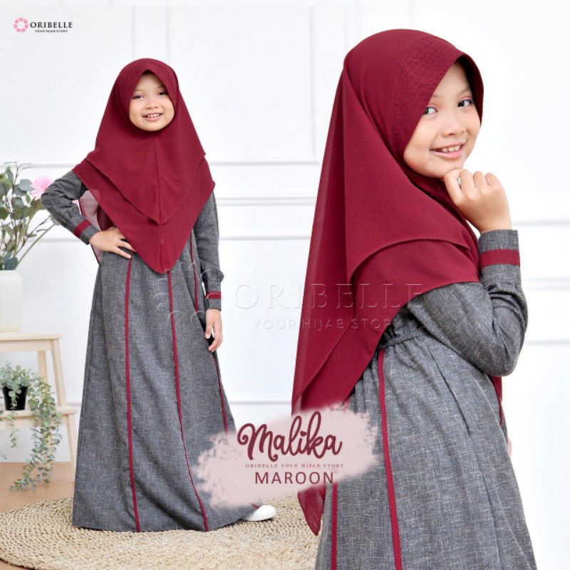 ORIBELLE TEENS Dress Muslim MALIKA Maroon Gamis Remaja