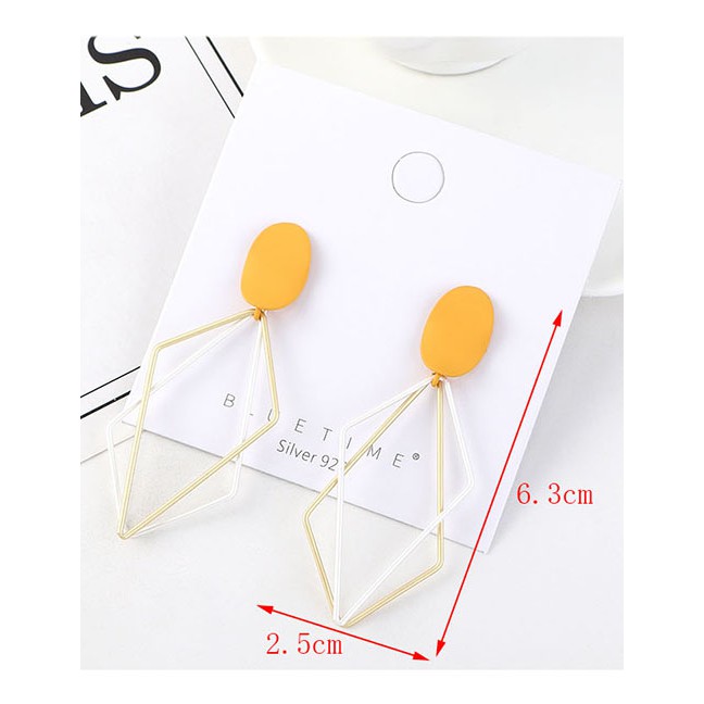 LRC Anting Tusuk Fashion Green Frosted Hollow Geometry Earrings Y63141