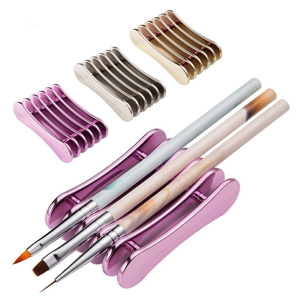 Preva 2PCs Tempat Kuas Kuku Manicre Alat UV Gel Brush Brush Display Nail Art Lukisan