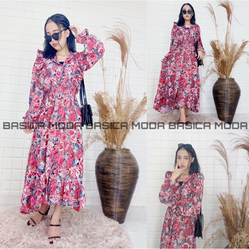 31170 Dress Maxi Red Rose Import 01-1