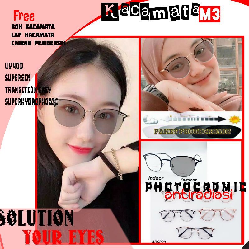 kacamata photocromic antiradiasi (bisa cod)free box,lap,cairan pembersih kacamata