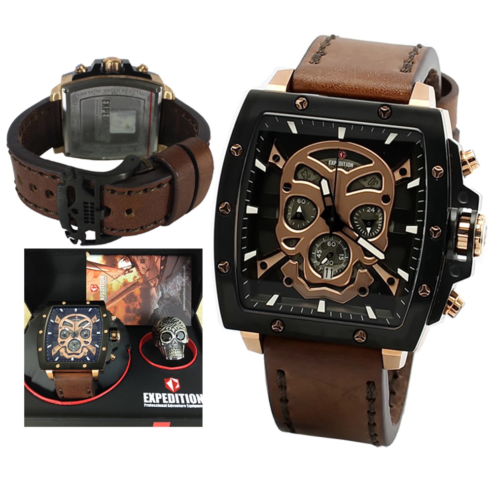 JAM TANGAN EXPEDITION SKULL LIMITED EDITION BONUS CINCIN PERAK TENGKORAK ORIGINAL ROSEGOLD
