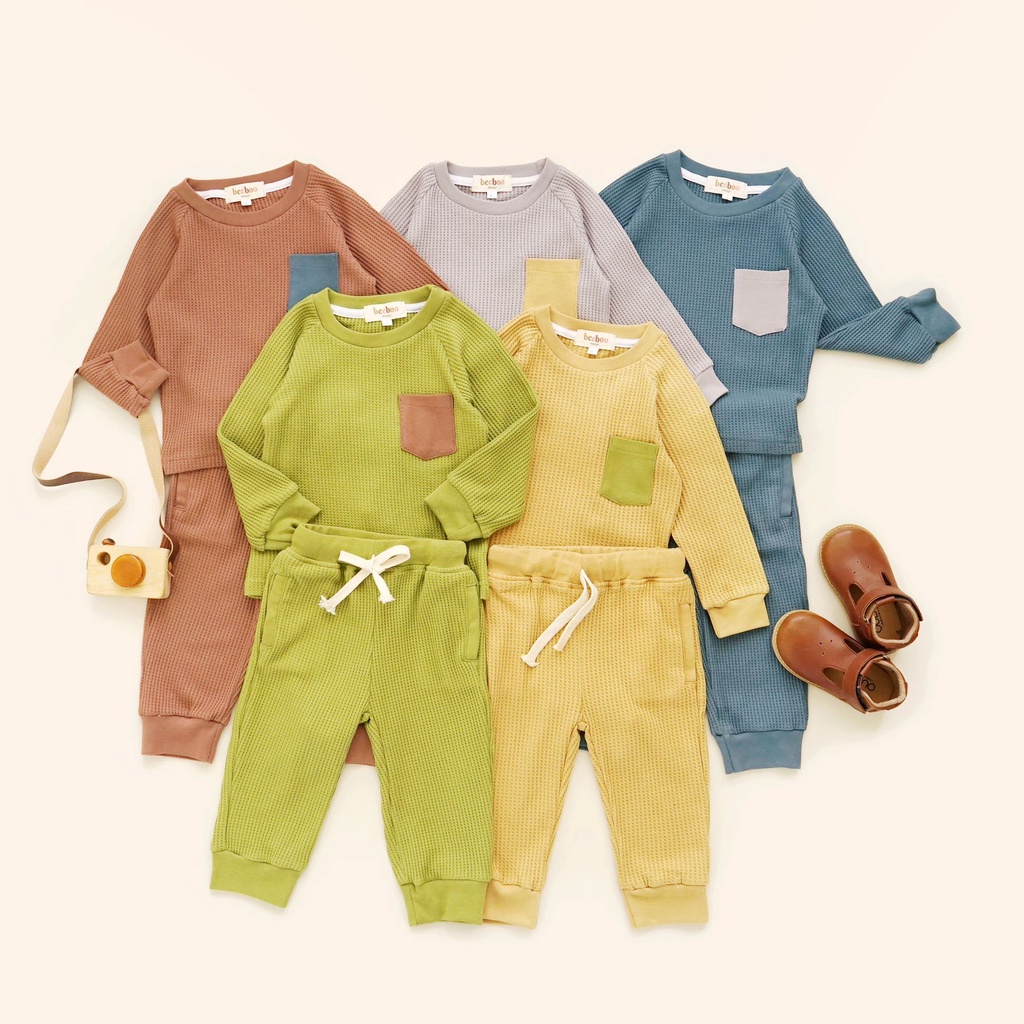 Waffey Set Anak 1-6 Tahun - Setelan Baju Panjang Wafey Piyama Anak Unisex Beeboo Design