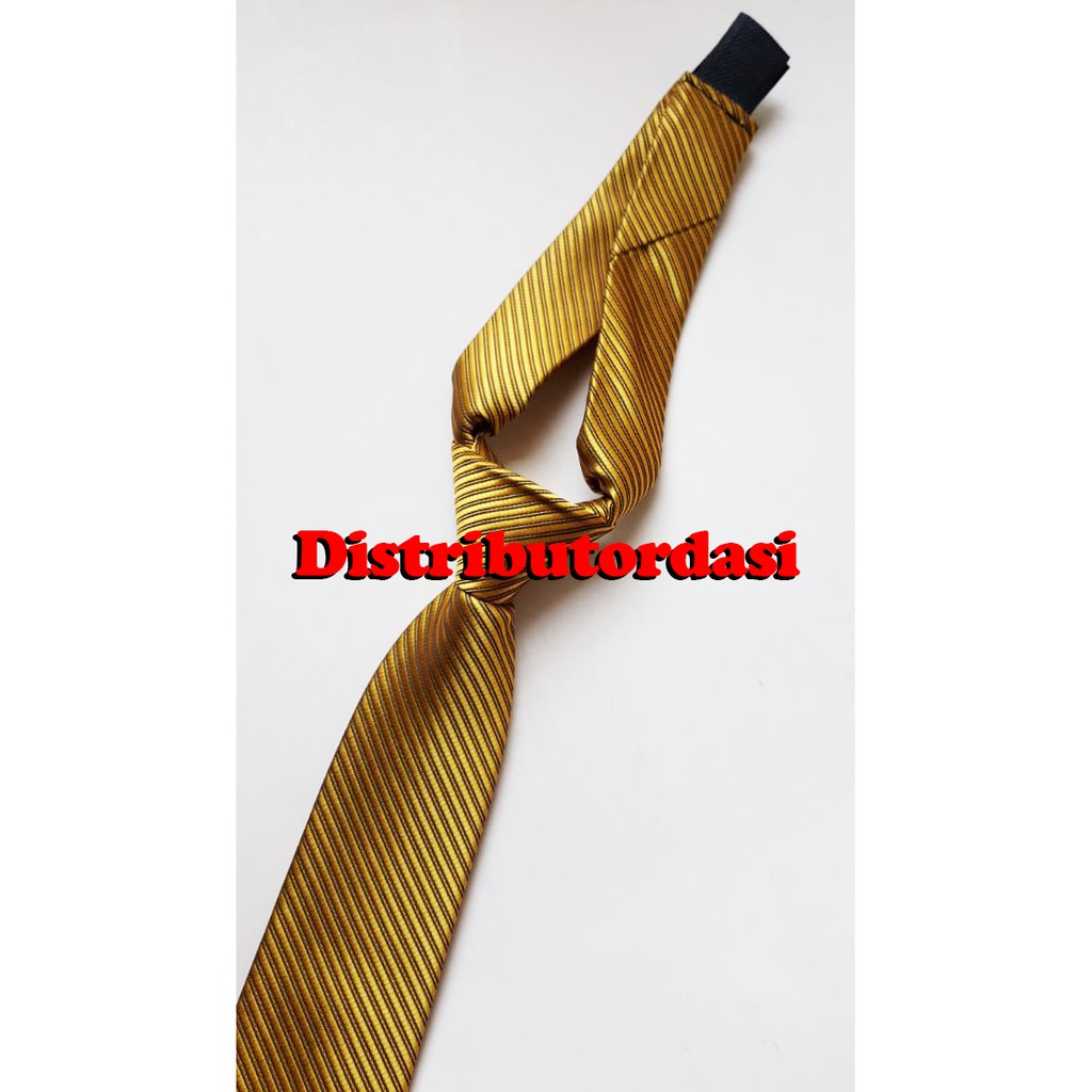 Dasi Instant kuning emas Salur Pakai Velcro Atau Prepetan slim medium ready stok