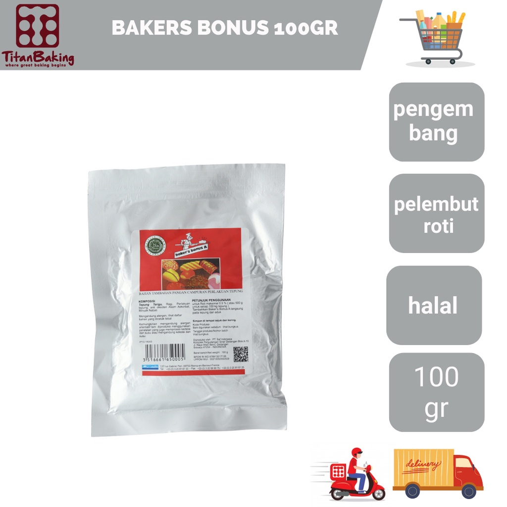 

Bakers Bonus 100 Gram / Pengembang Dan Pelembut Roti
