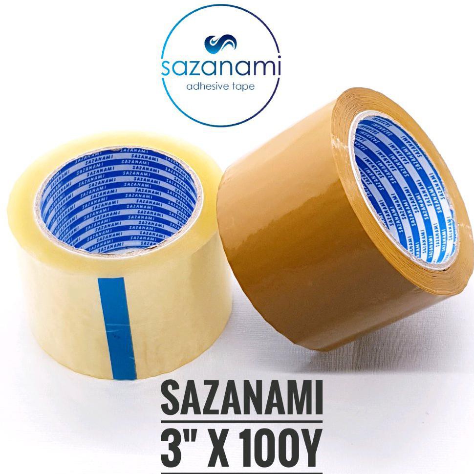 TERMURAH Lakban bening 3 inch 100 yard sazanami opp tape 72mm