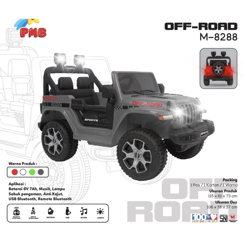 MOBIL AKI MAINAN ANAK JEEP OFF-ROAD PMB M-8288 M8288 M 8288-2
