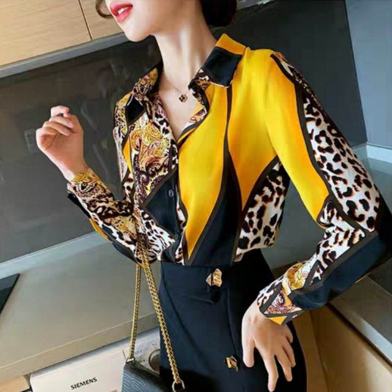 MDLV ~ BM 0198 SHANICE YELLOW LEOPARD SHIRT