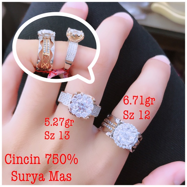 Cincin emas putih 750%