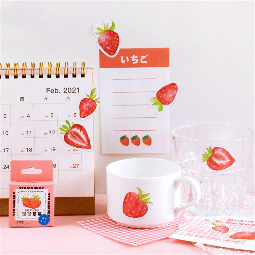 45pcs / Kotak Stiker Desain Bunga Strawberry Untuk Scrapbook DIY