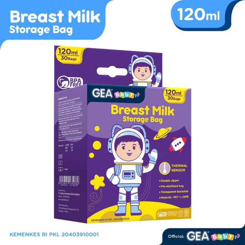 Kantong Asi Gea Baby Breast Milk Storage 120ml 200ml 250ml Kantung ASIP 1pack 30pcs