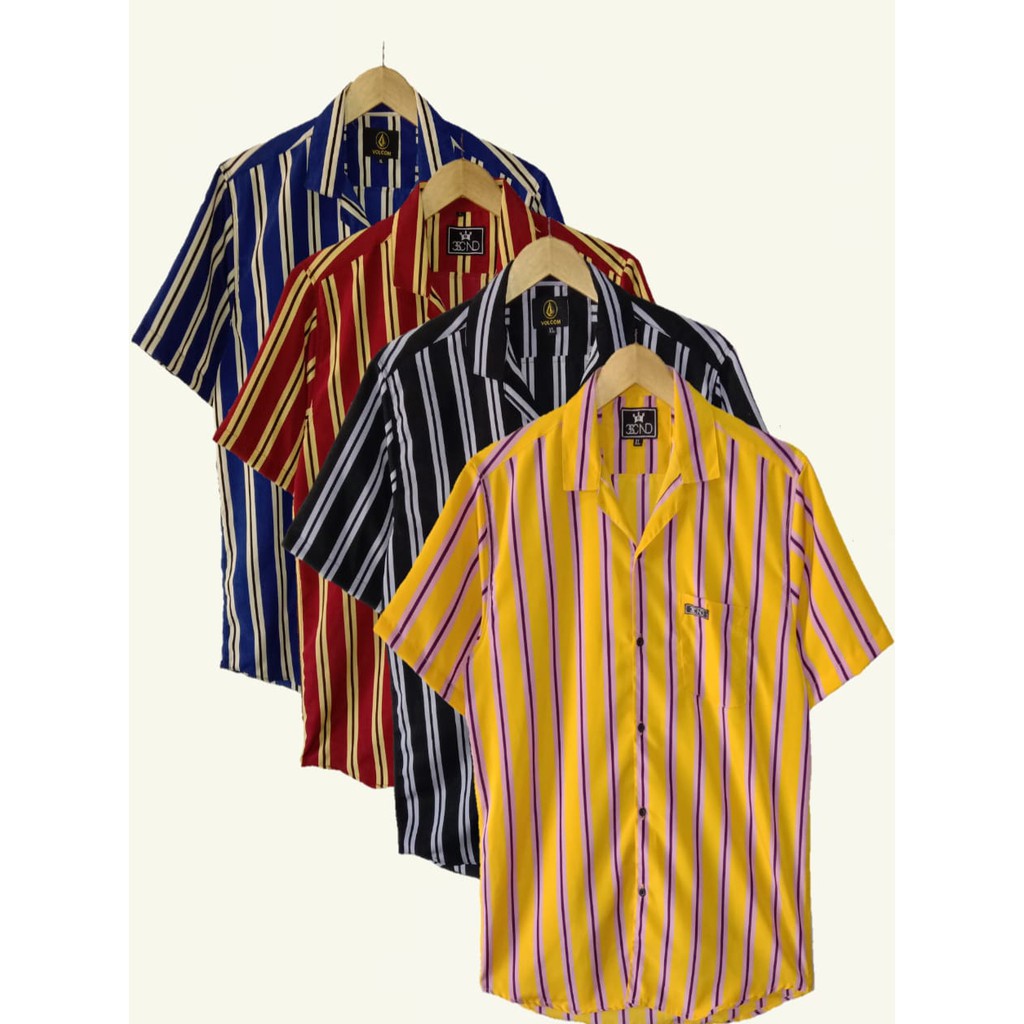 KEMEJA SALUR PRIA LENGAN PENDEK KEMEJA STRIPE