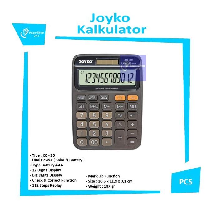 

[COD] JOYKO - Calculator CC 35 - Kalkulator 12 Digits HEMAT Kode 371
