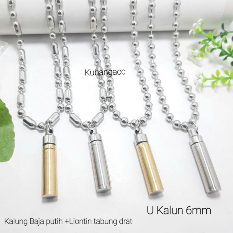 AJ - Rantai Kalung Pria Kalung Baja Liontin Tabung Drat Kalung Monel Anti Karat Kalung Stainless