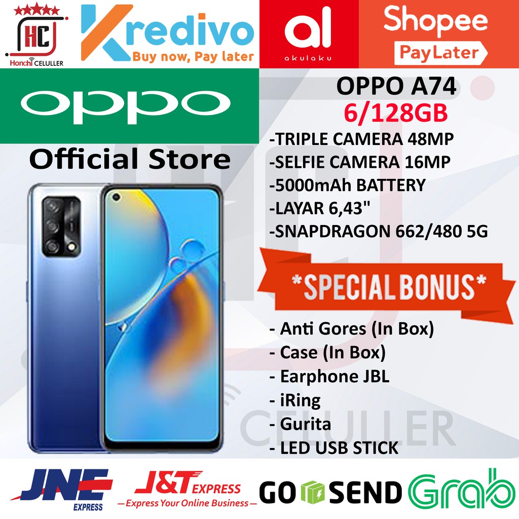 OPPO A74 4G 5G RAM 6GB ROM 128GB GARANSI RESMI OPPO INDONESIA