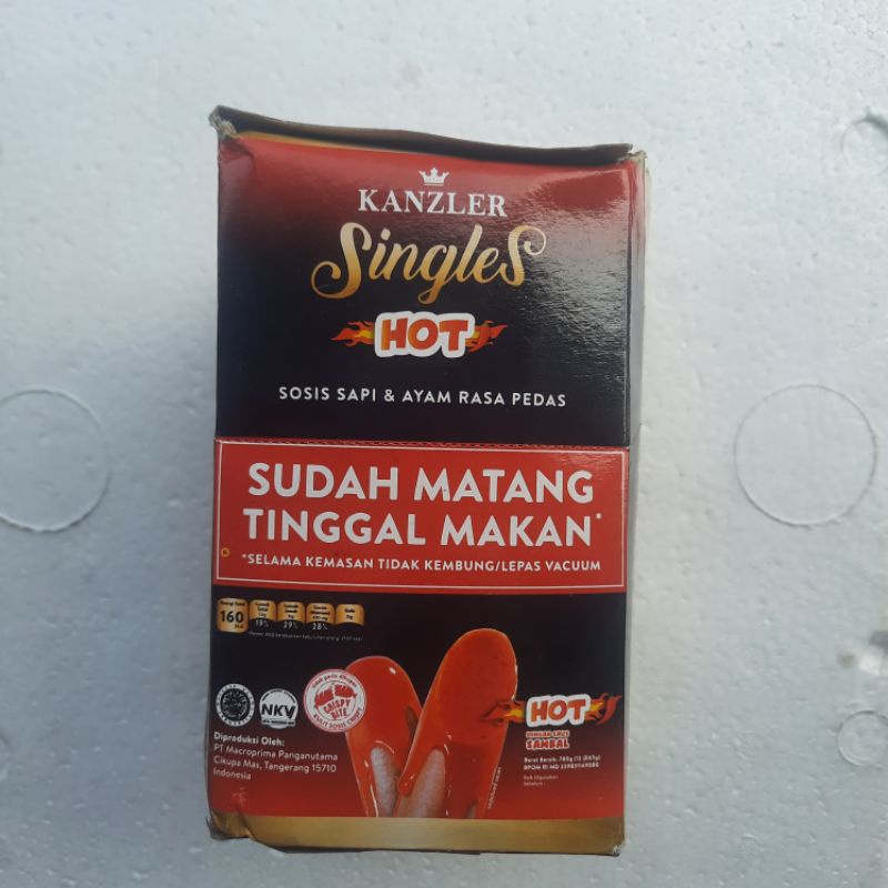 Jual 1 Box Isi 12 Sosis Kanzler Singles Hot 720 Gram Sosis Pedas