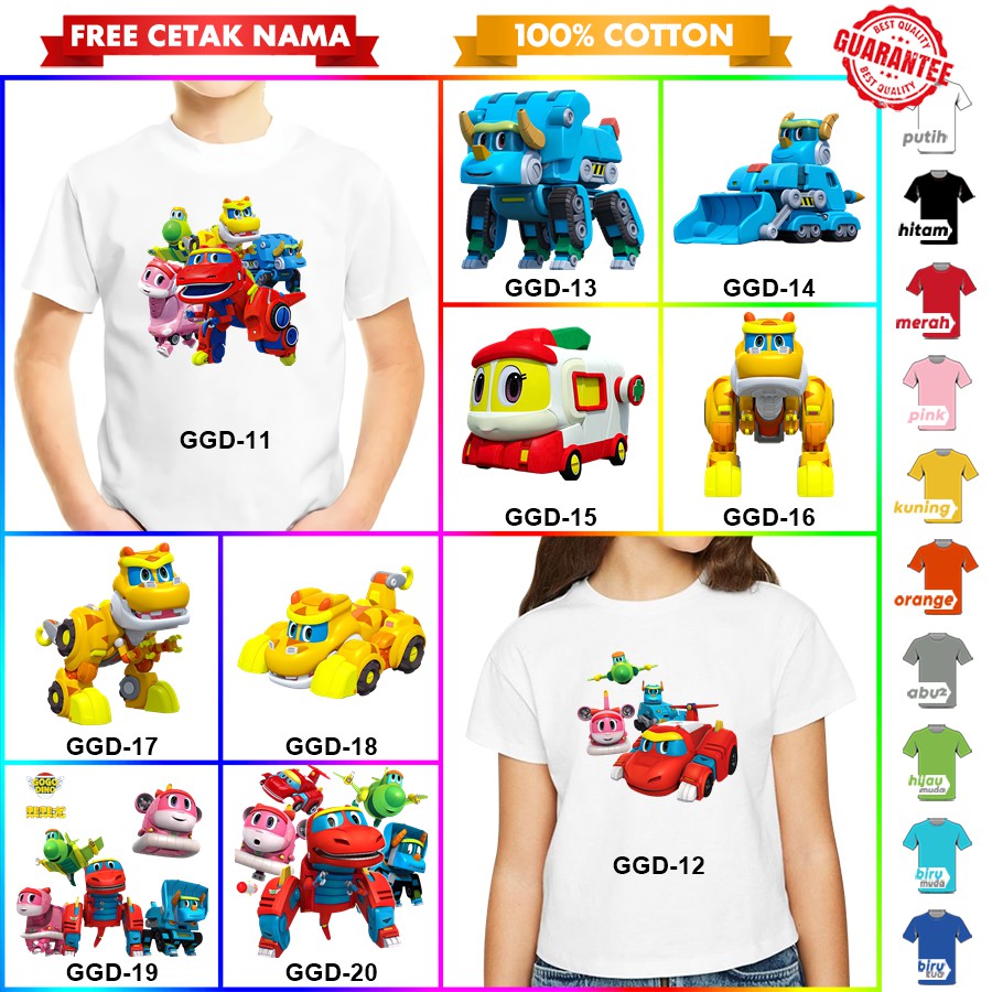 [FREE NAMA!!] Baju Kaos ANAK DAN DEWASA GOGODINO GO GO DINO BANYAK MOTIF