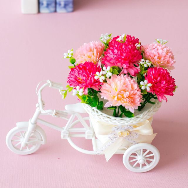 Sepeda Bunga dekorasi Bunga plastik-PS-SA Pink