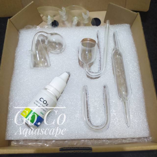 Difuser co2 aquascape fullset bahan kaca (diffuser, bubble counter, indicator co2)