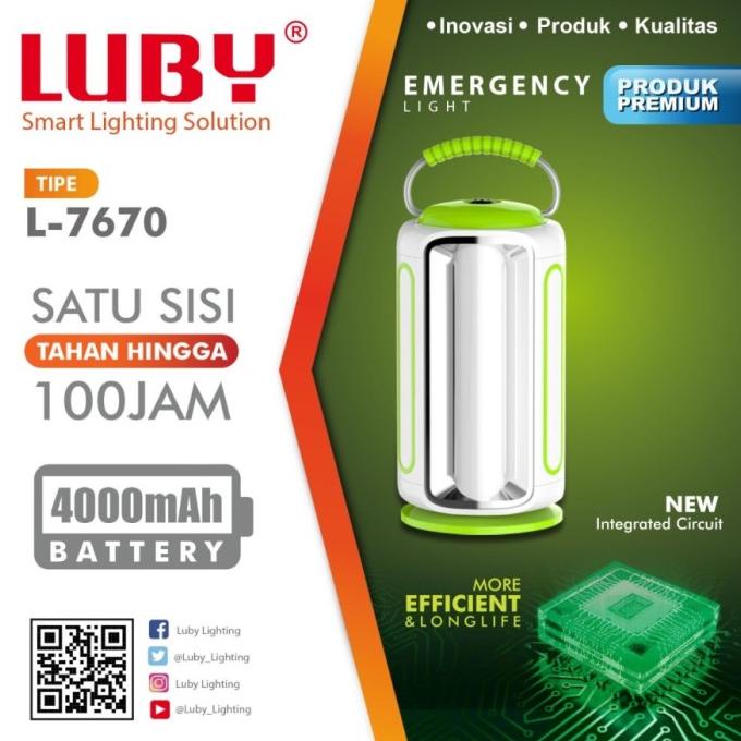 Lampu Led Emergency LUBY 7670 Lampu Darurat L7670 100 Jam Charge