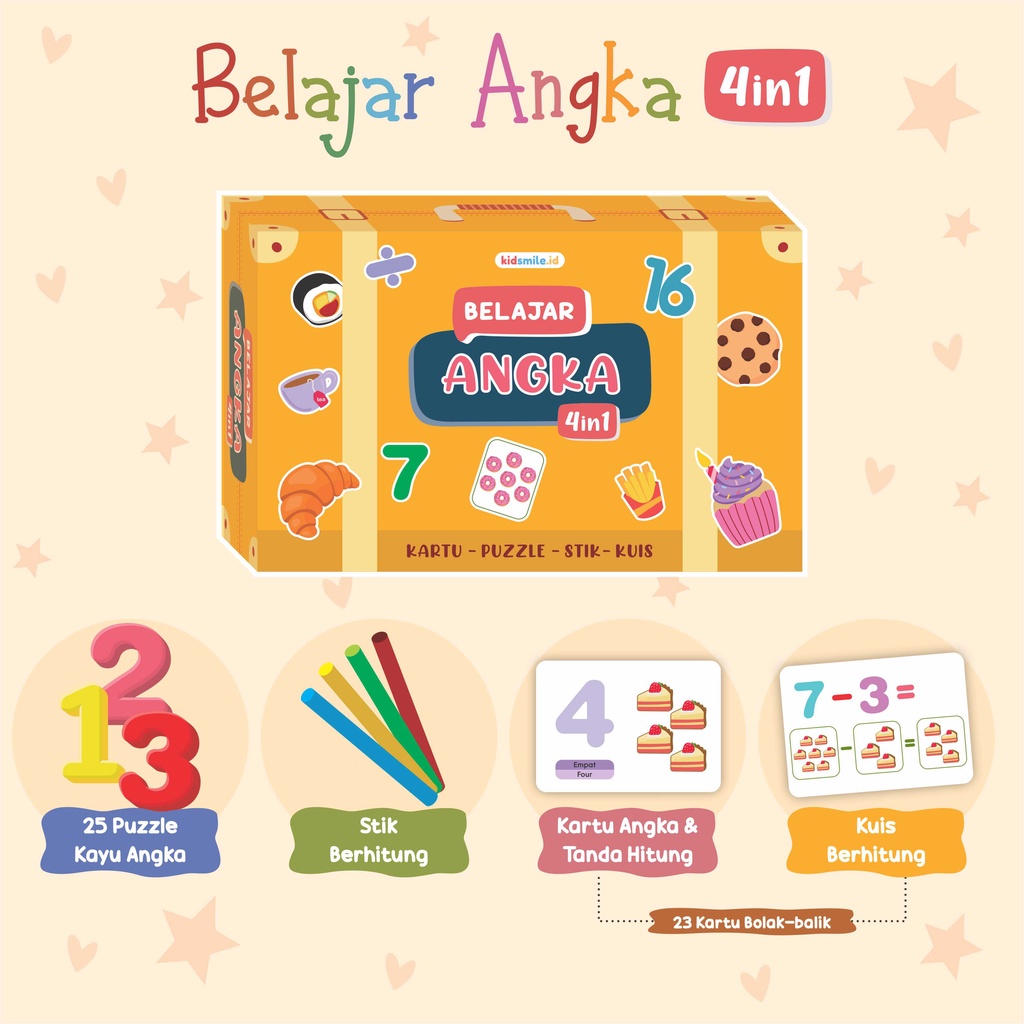 Mainan Edukasi Anak Kidsmile 4 in 1 Belajar Angka 3 in 1 Belajar Alfabet Activity Book Puzzle Tracing Flash Card Mainan Edukatif