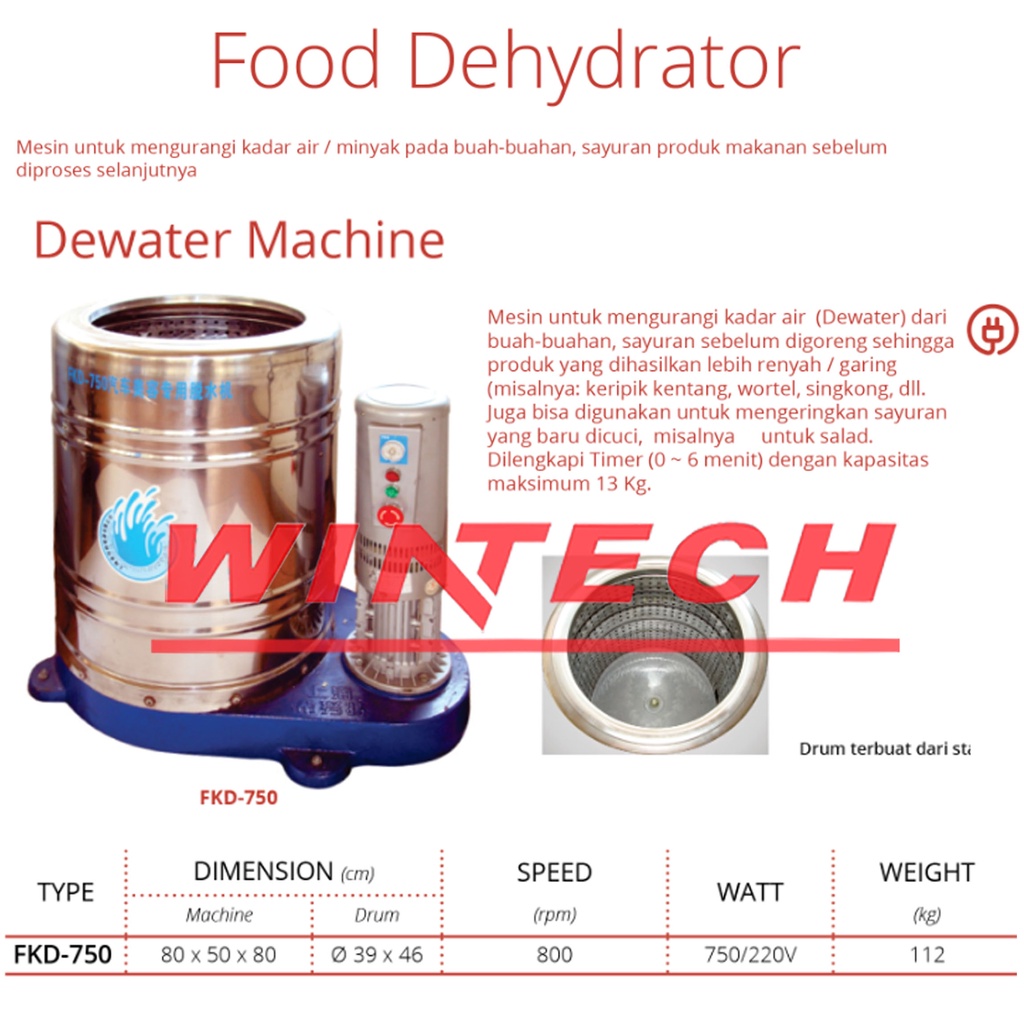 GETRA FKD-750 FOOD DEHYDRATOR MESIN PENGURANG KADAR AIR Dalam Bahan Makanan - SPINNER