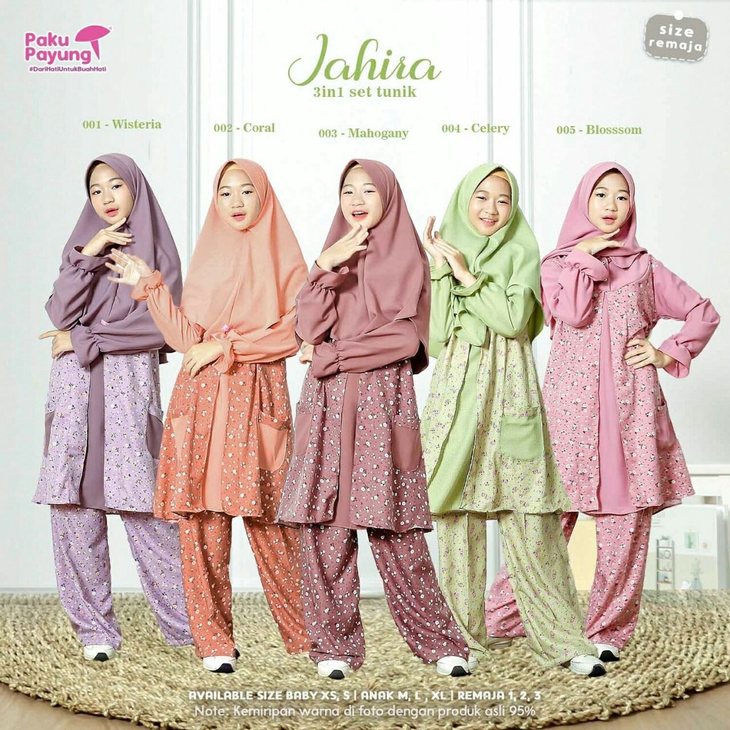 Setelan Tunik Anak perempuan Usia 1-11th Jahira Series By Paku Payung
