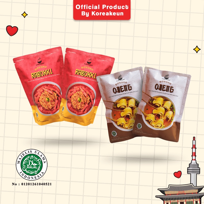 KOREAKEUN Paket Nyetok Mix Rabokki Odeng Makanan Korea Halal Ter Worth It 230g - 4pcs