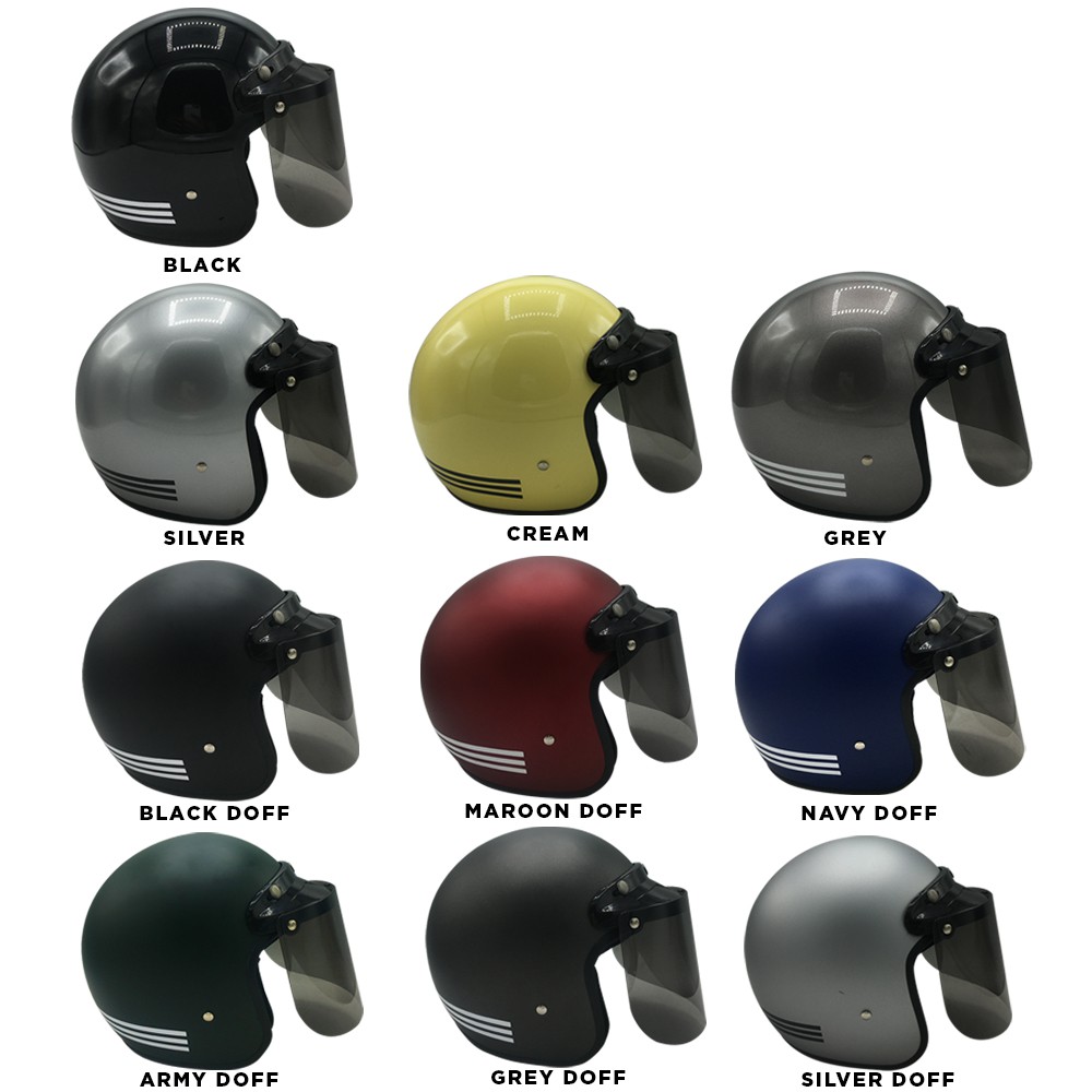 Tanpanama Helm - Helm Bogo Garis / Helm Retro Dewasa SNI