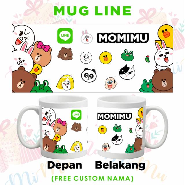 Mug Kado/Hadiah/Souvenir/Merchandise Custom Nama Karakter Line B