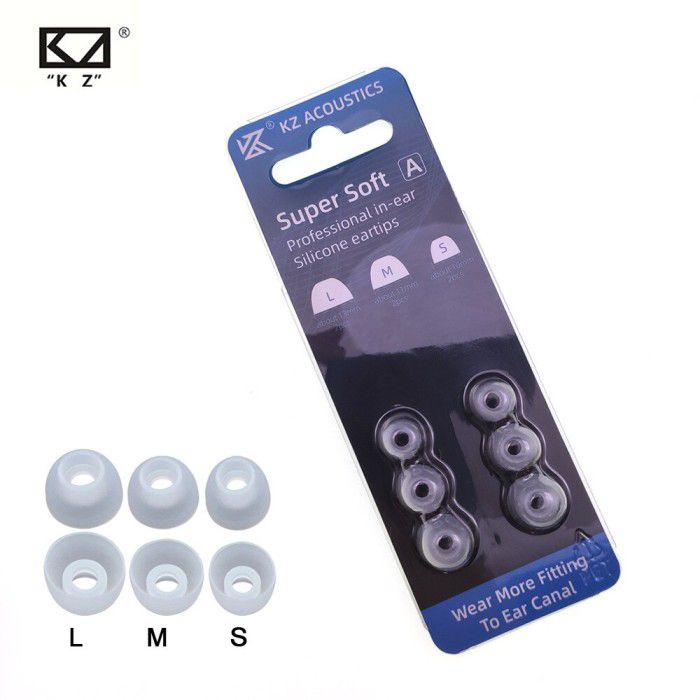 Knowledge Zenith KZ Eartips Rubber Pack Transparant - 3 Size - Super Soft Original KZ - L &amp; M &amp; S