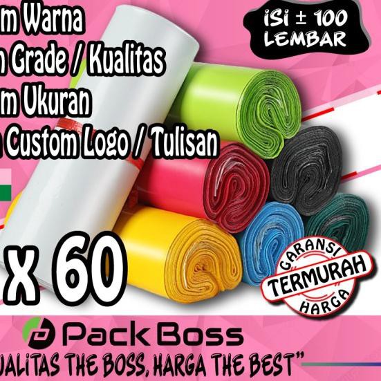 

♖ POLYMAILER PACKBOSS 50x60 ISI ±100 LEMBAR *KUALITAS TEBAL 60mc, HARG - HIJAU NON PREM ♠