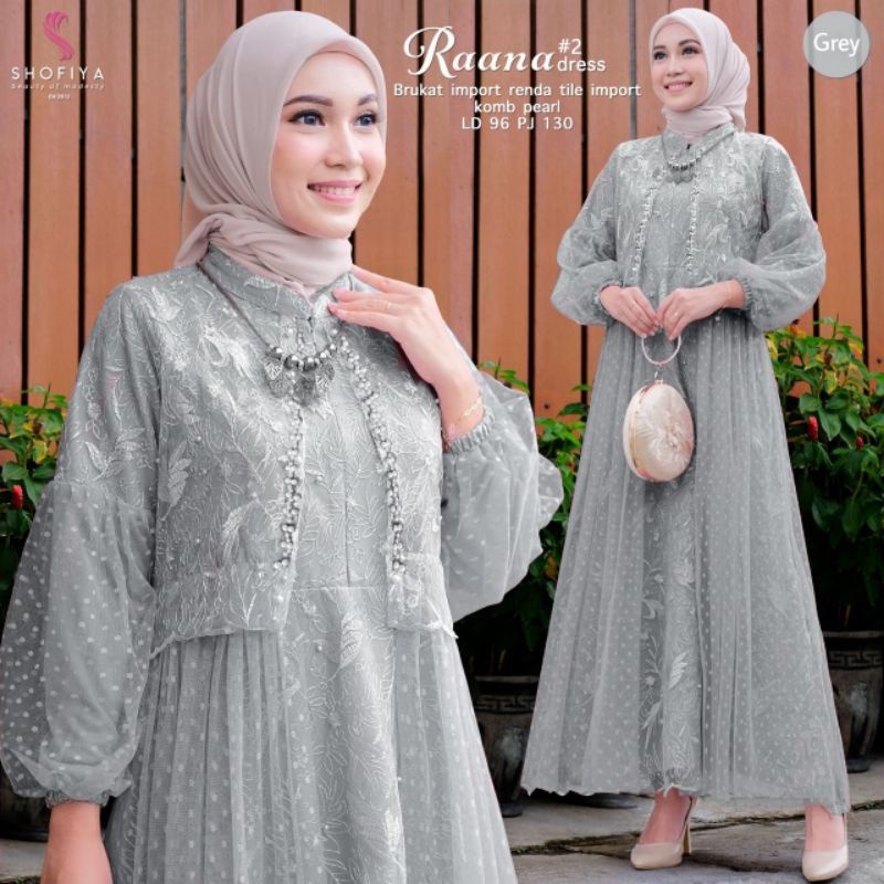 0Gamis Brukat Raana 2 3 4 Dress Original by Shofiya / Baju Kondangan Broklat Premium / Rana Brokat S