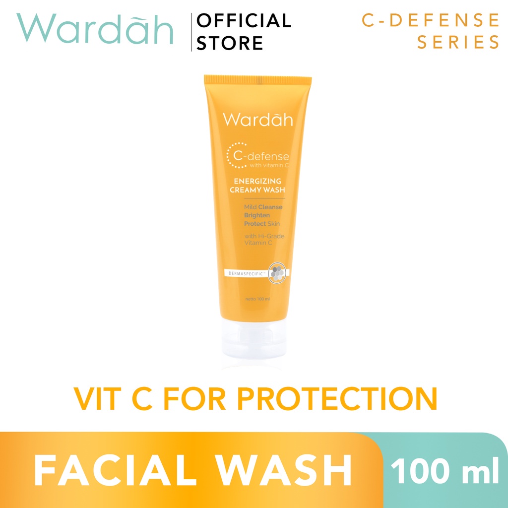 Wardah C-Defense Energizing Creamy Wash-Pembersih Wajah  HiGrade Vitamin C dan Menjaga Kelembaban