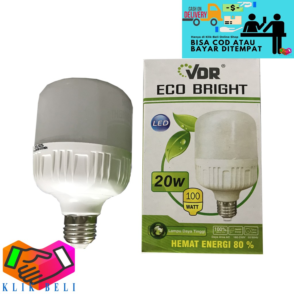 Bohlam Capsule 20 Watt VDR Eco Bright LED 20W Super Terang Lampu Kapsul Hemat Energi Listrik