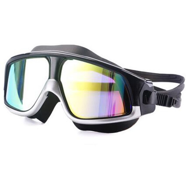 Sbart Kacamata Renang Diving Snorkling Large Frame Anti Fog UV Protection - E0735-01 - Black/Silver