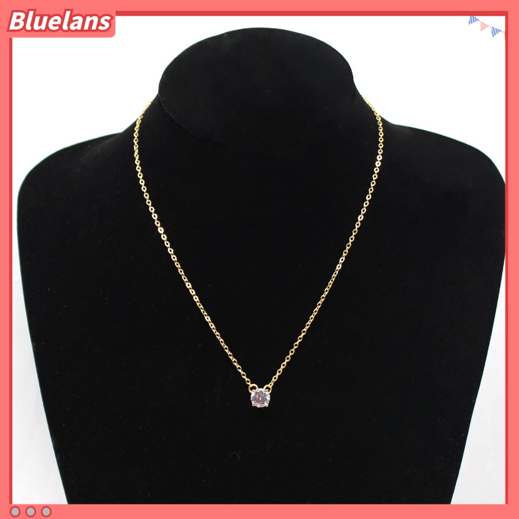 Bluelans Kalung Rantai Tipis Hias Cubic Zirconia Untuk Wanita