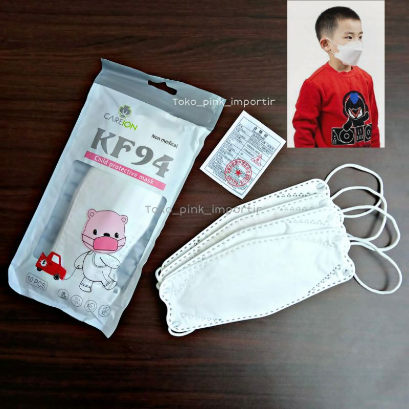 MASKER KF94 ANAK POLOS CAREION HITAM PUTIH 4PLY ORIGINAL ISI 10PCS | MASKER ANAK KF94 CAREION KOREA 4PLY ISI 10 PCS | MASKER KF94 ANAK ANAK HITAM PUTIH 4PLY ISI 10 TERMURAH ORIGINAL