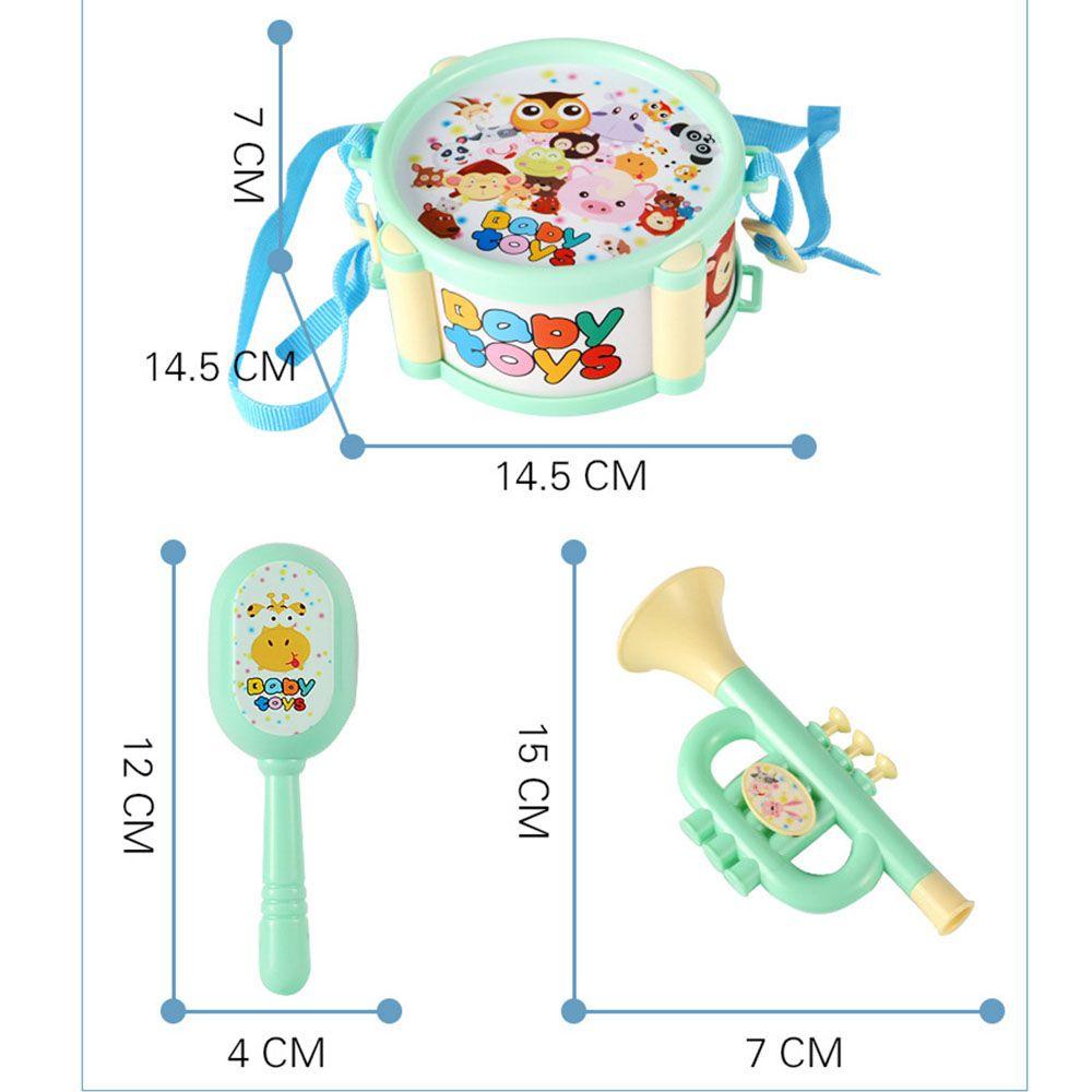 R-flower 6pcs / set Mainan Alat Musik Drum + Kerincingan Untuk Bayi