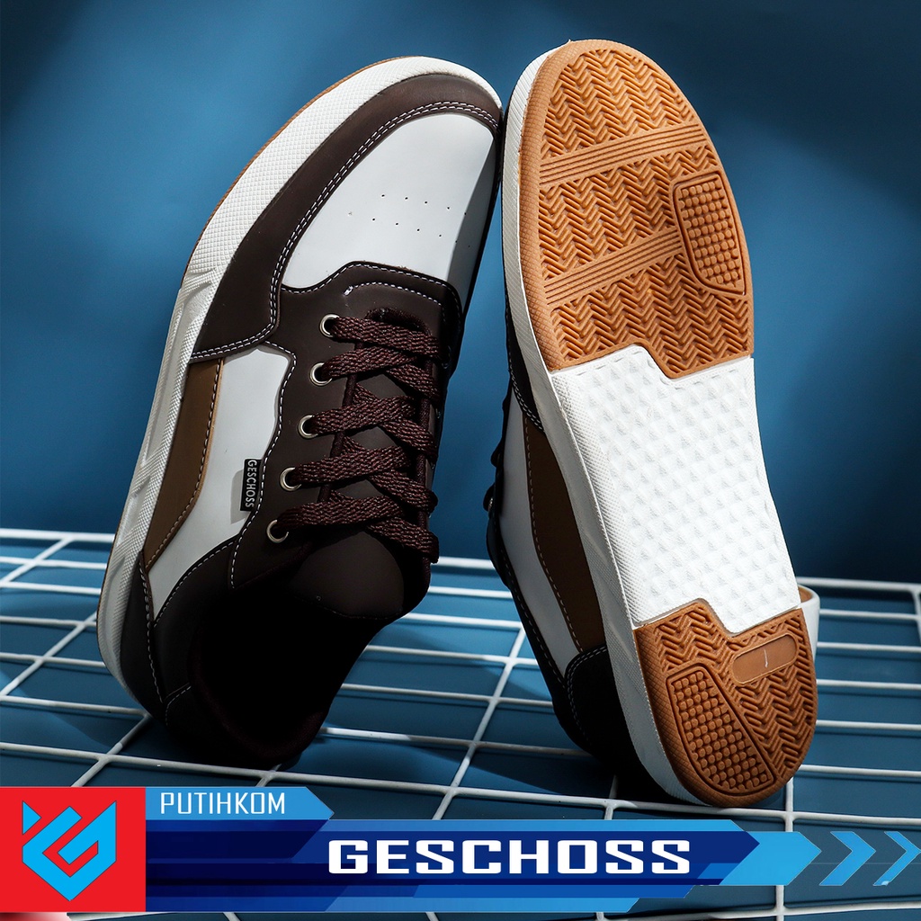 GESCHOSS ORI Sepatu Sneakers Pria Higg Quality G-7832 Brand Lokal Distro Sepatu Casual Kets sekolah Kuliah Warna Putih